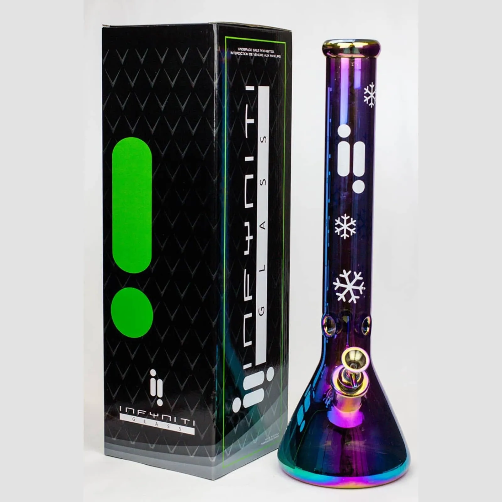 18" Infyniti Snowflake 7 mm Metallic Glass Water Bong