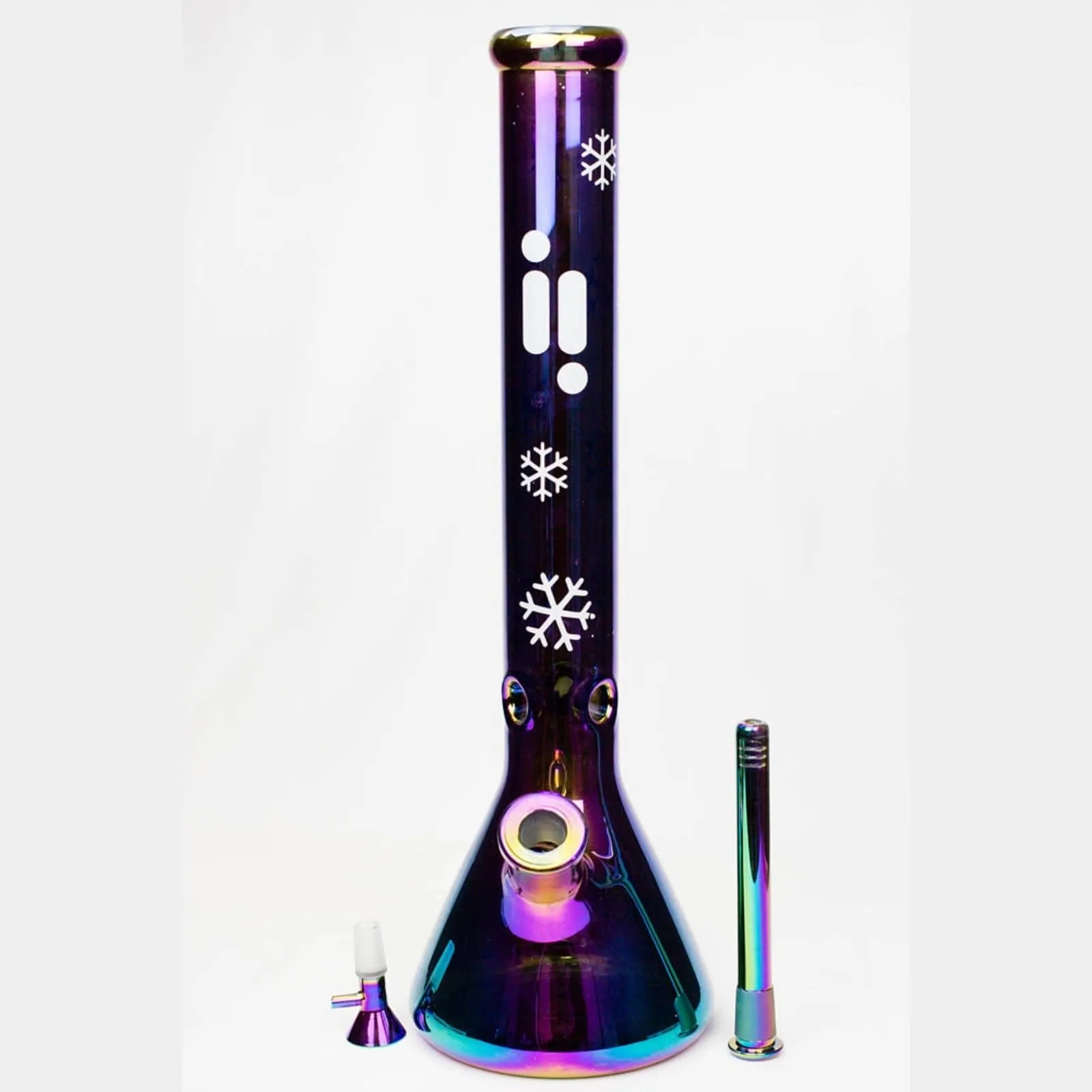 18" Infyniti Snowflake 7 mm Metallic Glass Water Bong