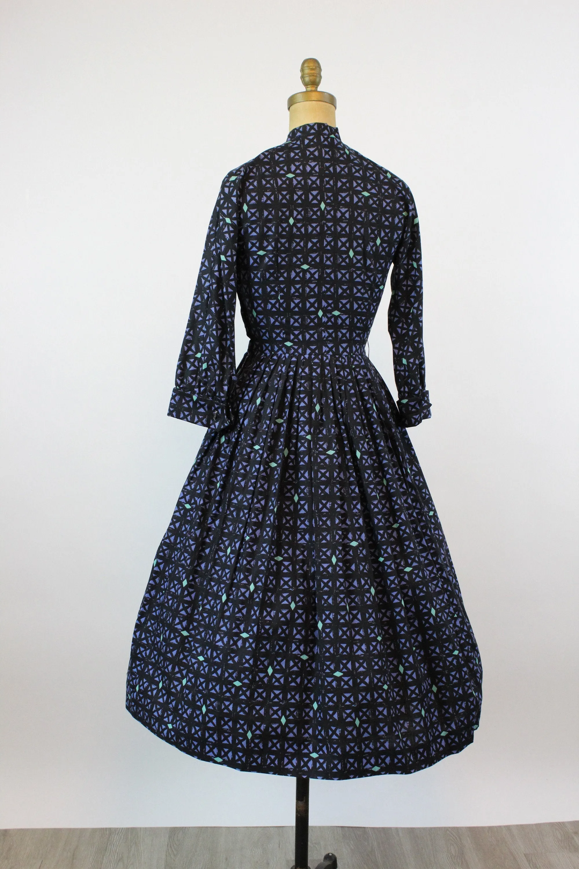 1950s Jonathan Logan cotton GRID dress xs | new fall