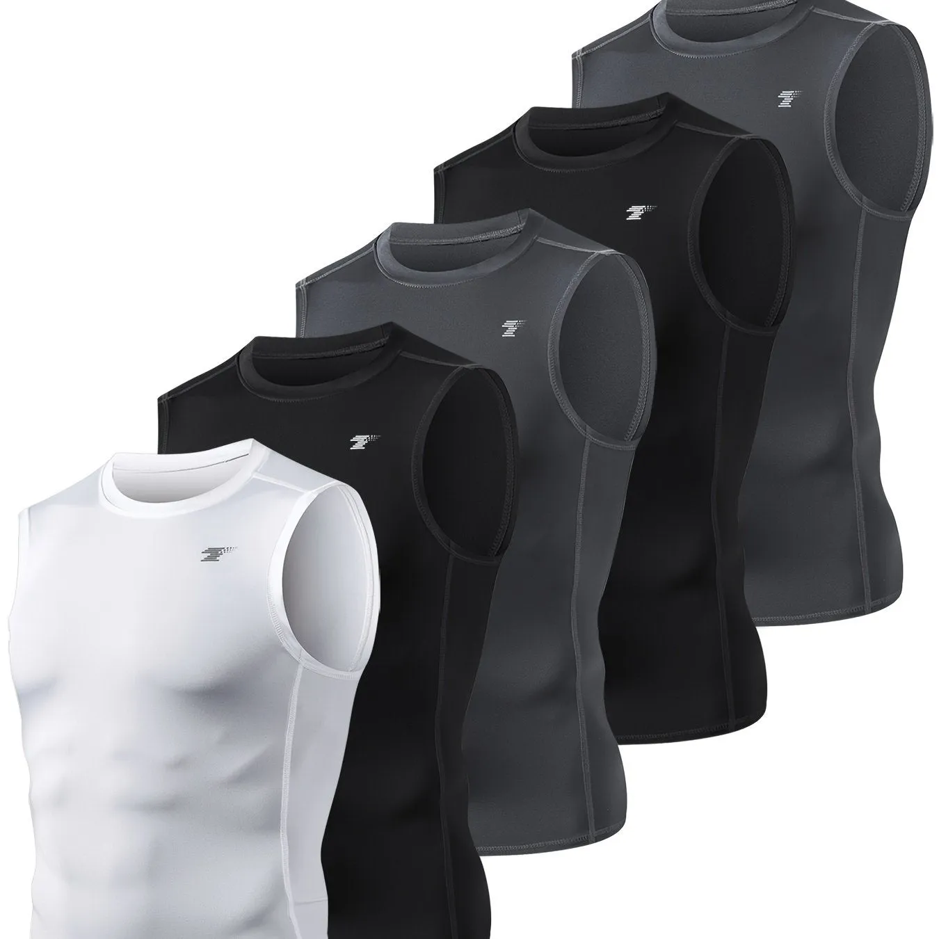 5Pack Mens Compression Sleeveless Workout Tank Tops