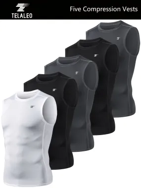 5Pack Mens Compression Sleeveless Workout Tank Tops