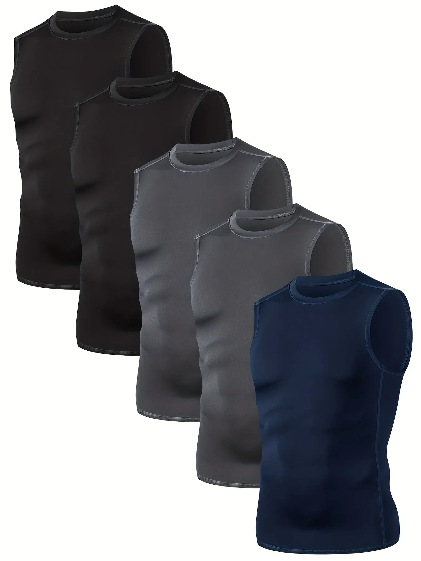 5Pack Mens Compression Sleeveless Workout Tank Tops