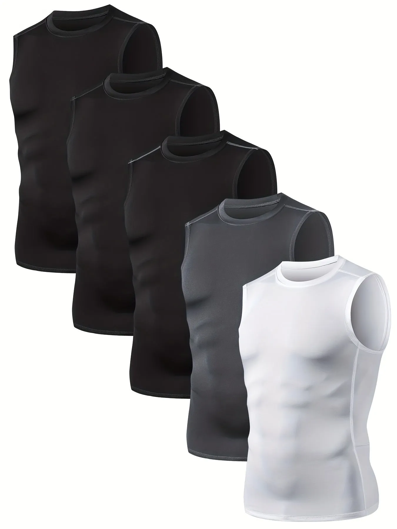 5Pack Mens Compression Sleeveless Workout Tank Tops