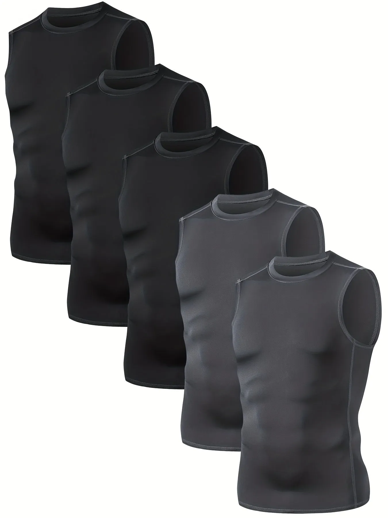 5Pack Mens Compression Sleeveless Workout Tank Tops