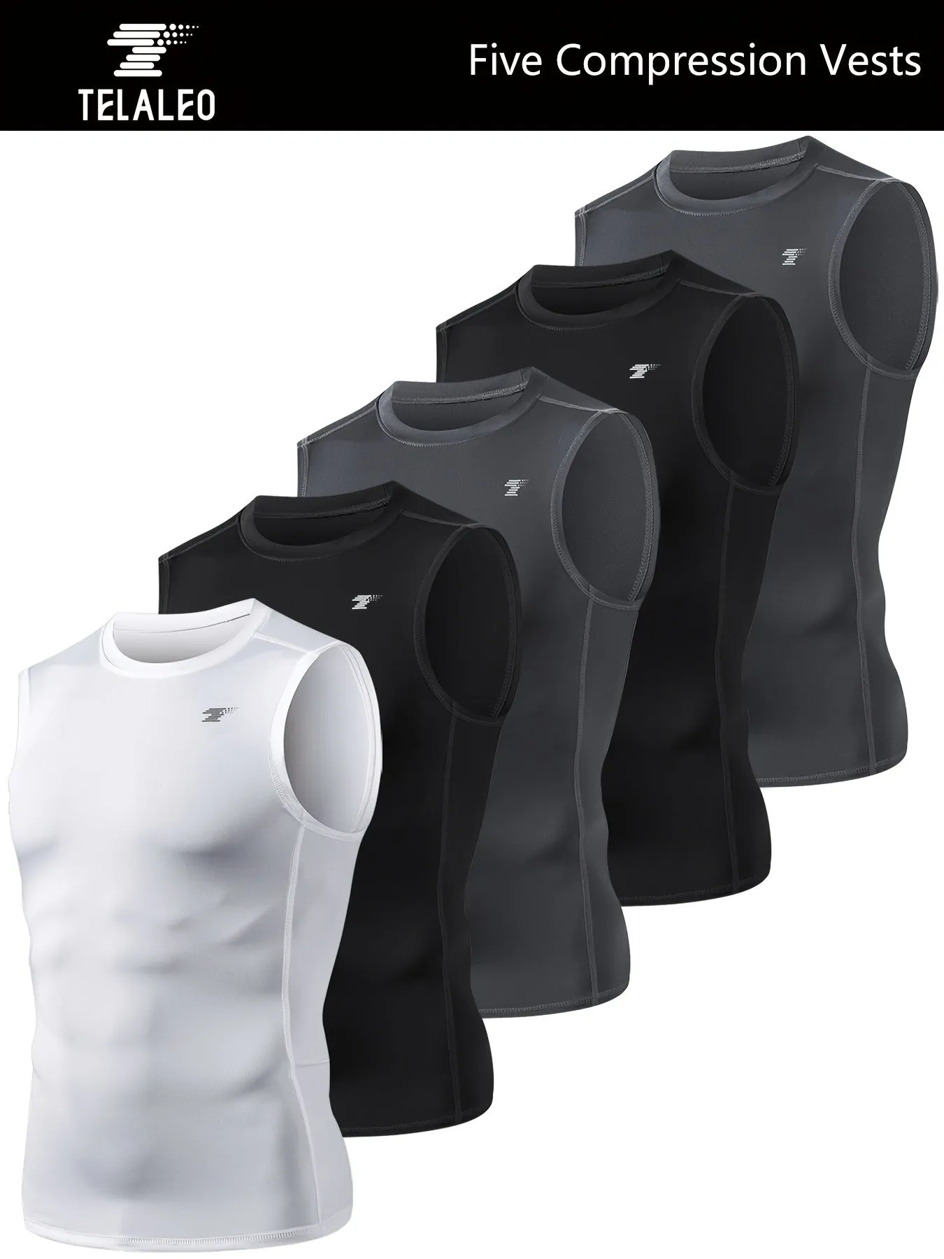 5Pack Mens Compression Sleeveless Workout Tank Tops
