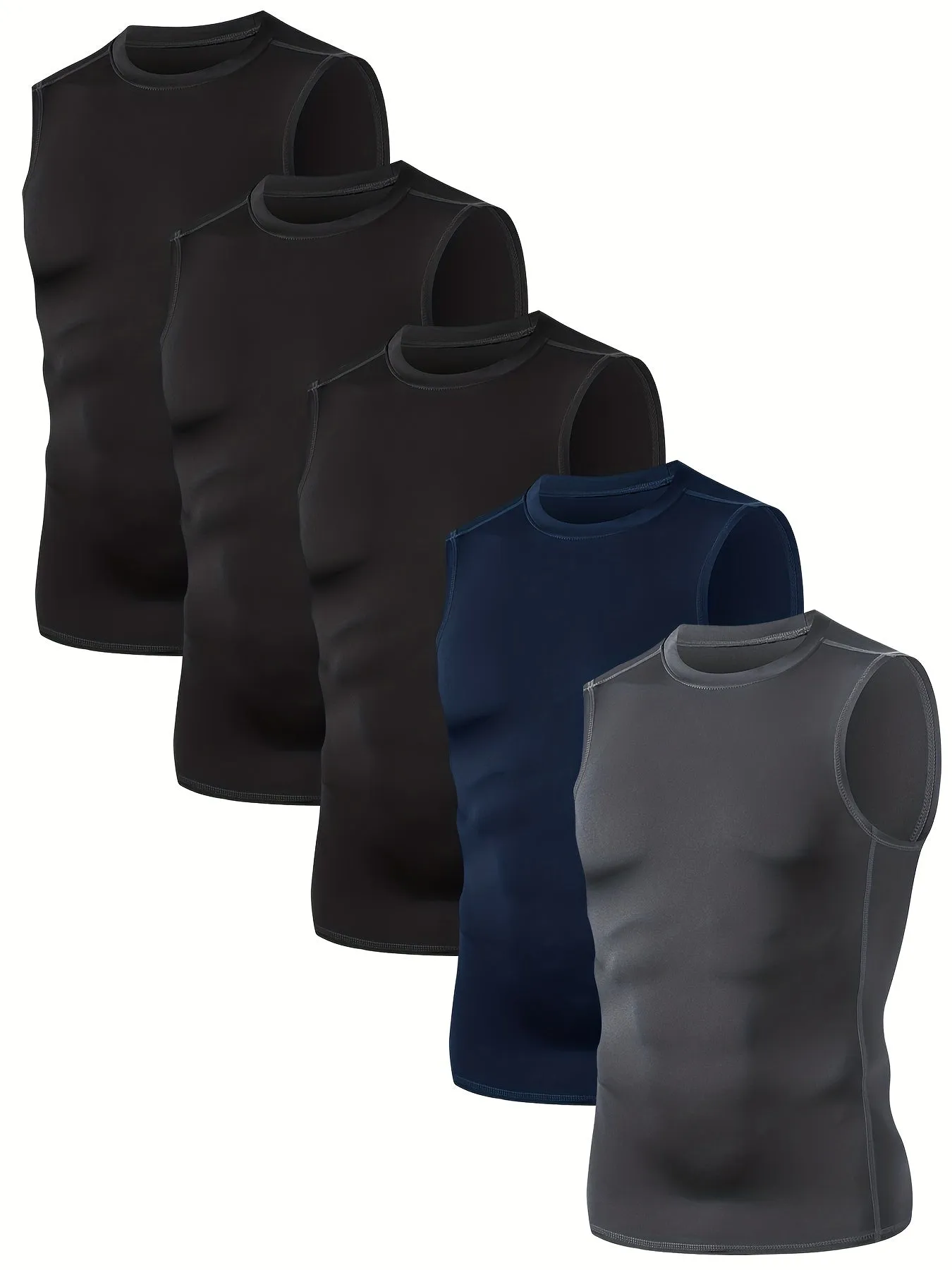 5Pack Mens Compression Sleeveless Workout Tank Tops