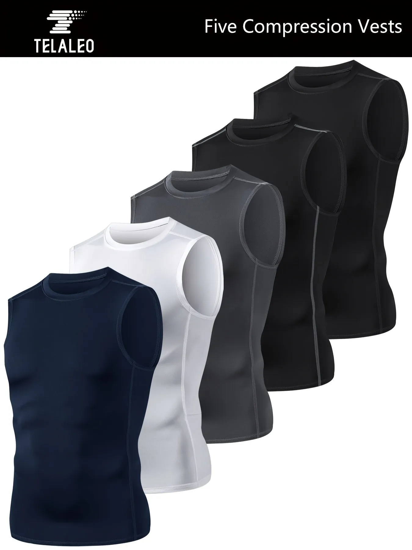 5Pack Mens Compression Sleeveless Workout Tank Tops
