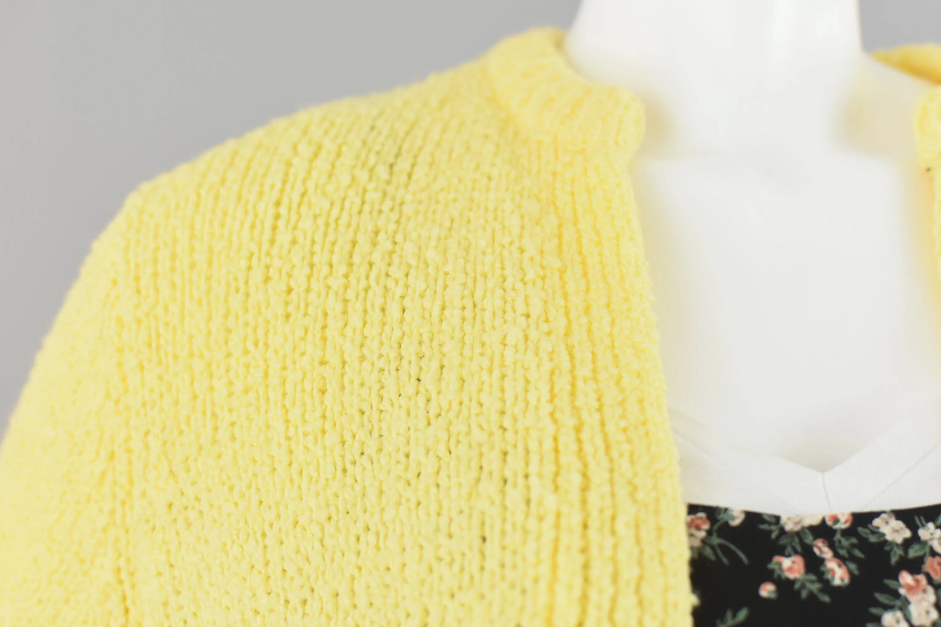 80s Yellow Open Front Fuzzy Cardigan Women's Small