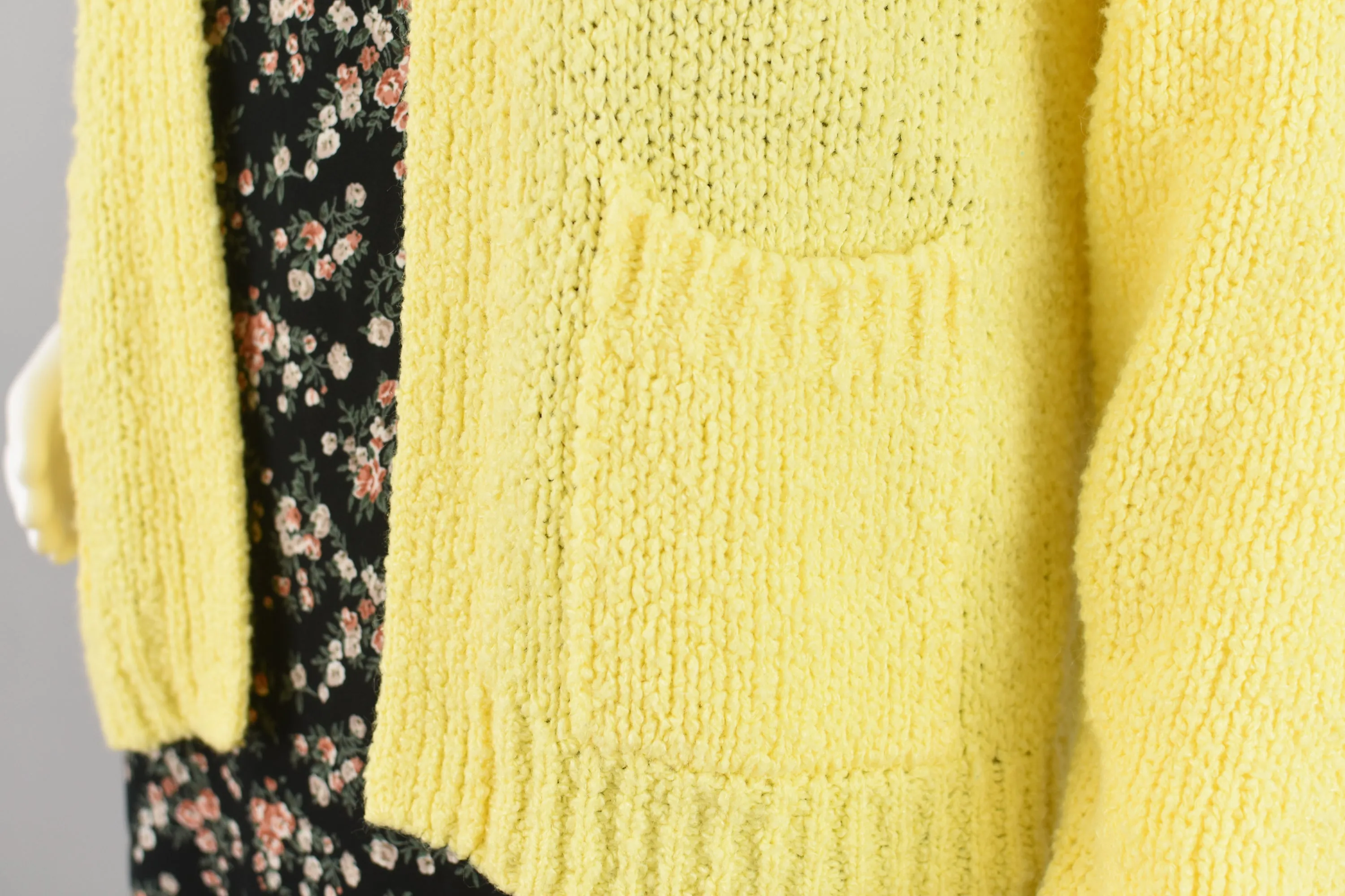 80s Yellow Open Front Fuzzy Cardigan Women's Small