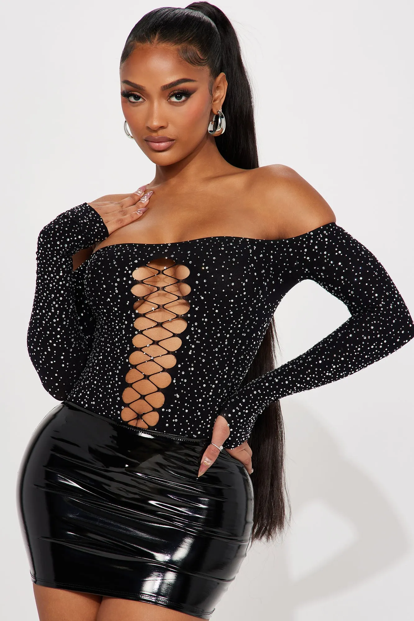 All That Glitters Seamless Bodysuit - Black