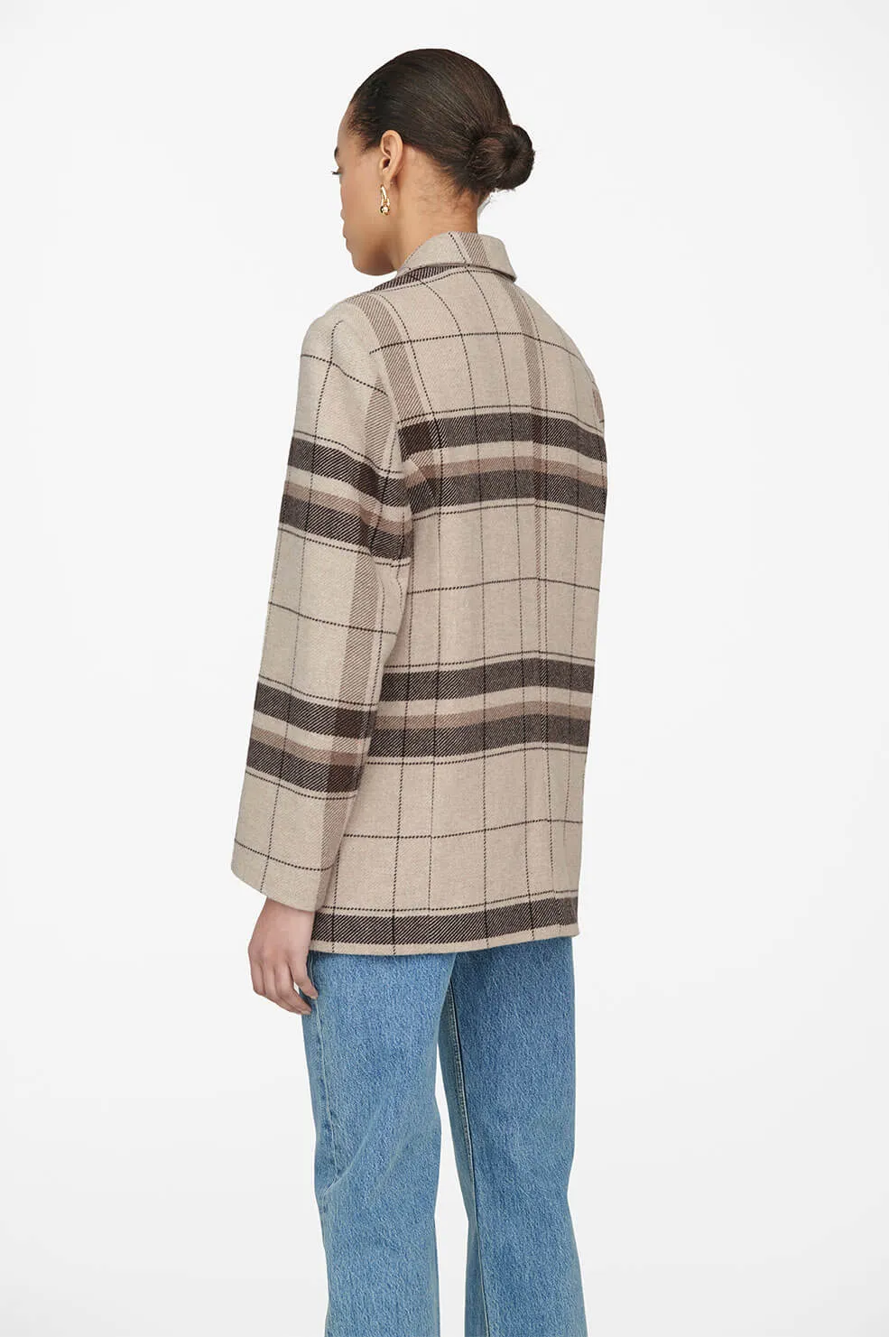 Anine Bing - Quinn Blazer in Khaki Plaid