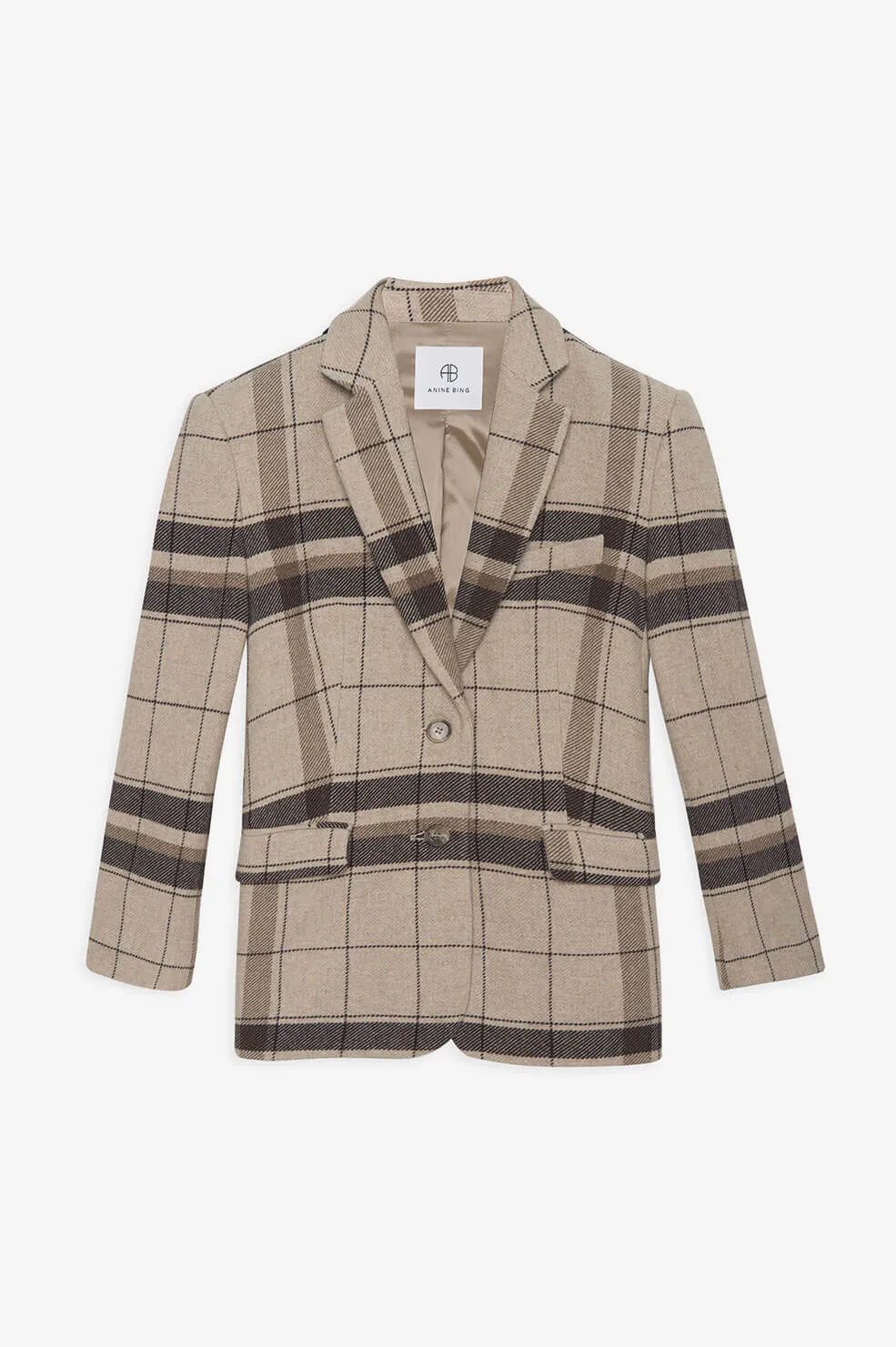 Anine Bing - Quinn Blazer in Khaki Plaid