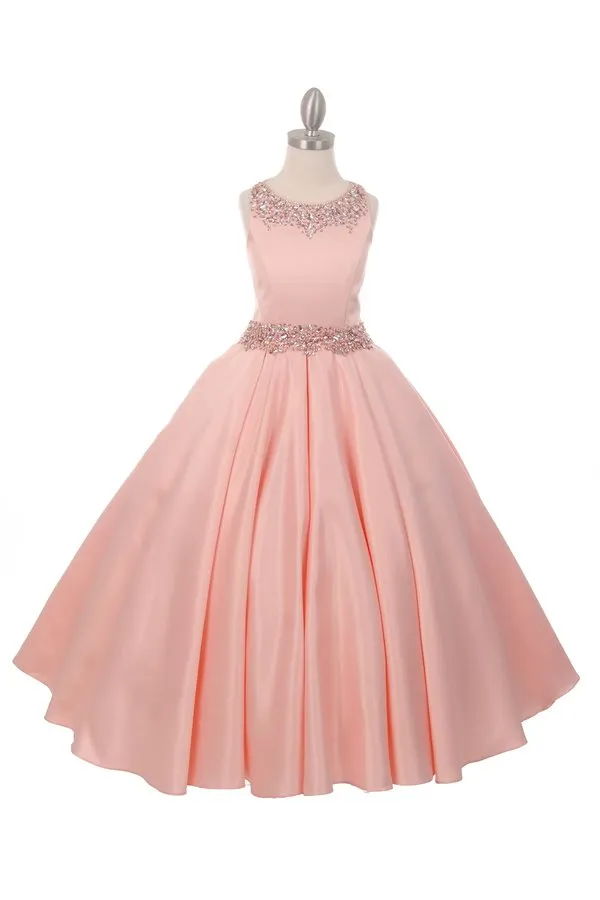 Beaded Bodice and Waist & Pleated Skirt Satin Girl Mini Quince by Cinderella Couture USA AS5047