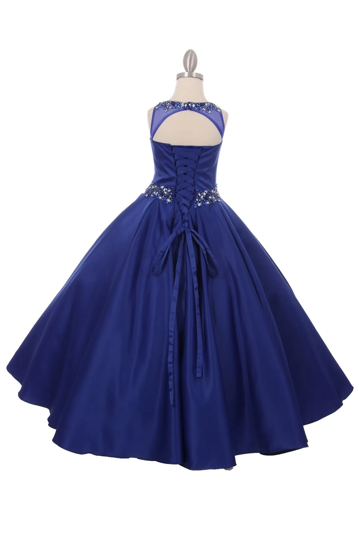 Beaded Bodice and Waist & Pleated Skirt Satin Girl Mini Quince by Cinderella Couture USA AS5047