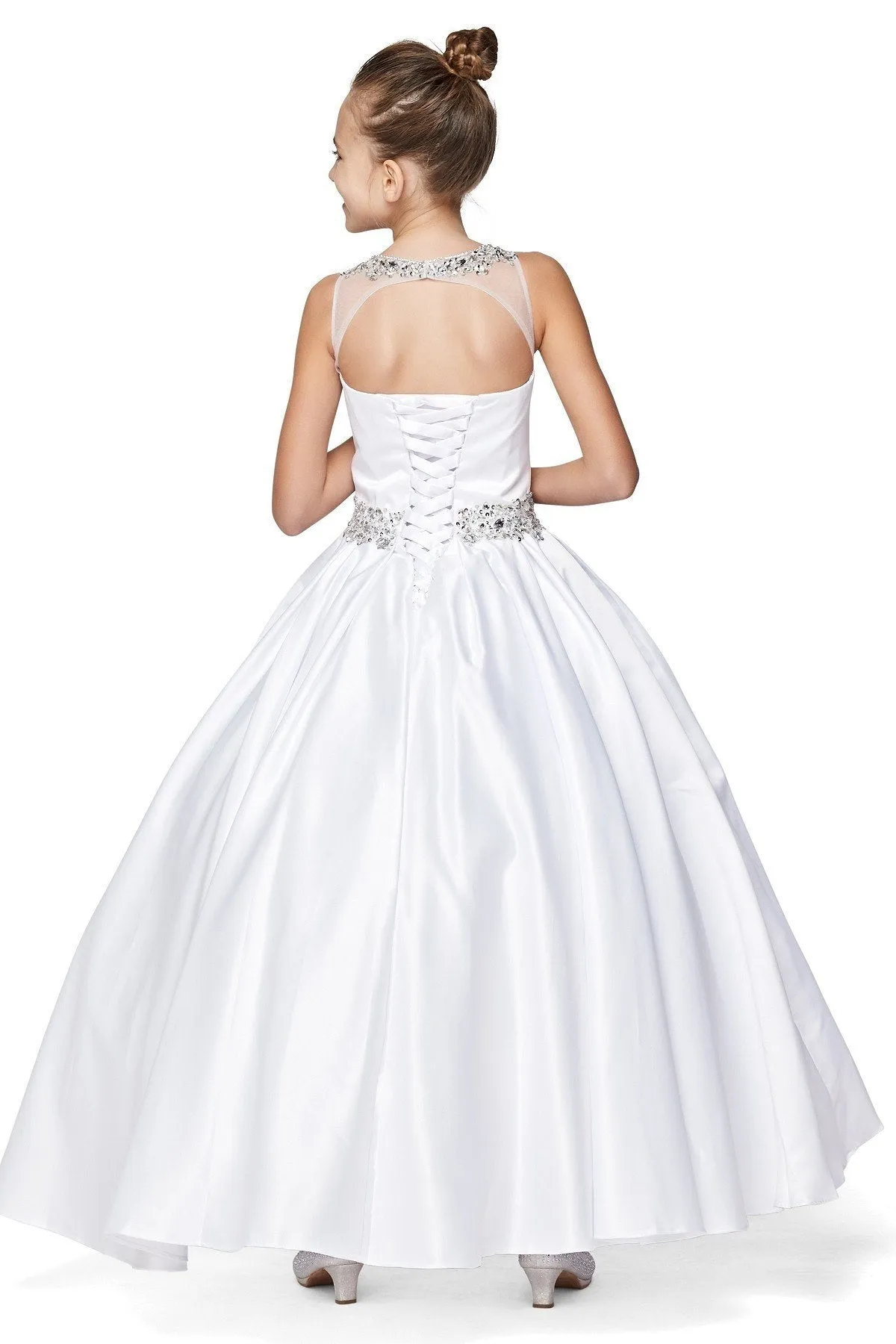 Beaded Bodice and Waist & Pleated Skirt Satin Girl Mini Quince by Cinderella Couture USA AS5047