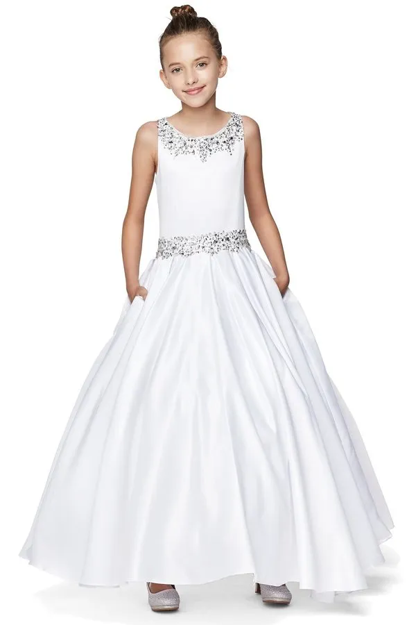 Beaded Bodice and Waist & Pleated Skirt Satin Girl Mini Quince by Cinderella Couture USA AS5047