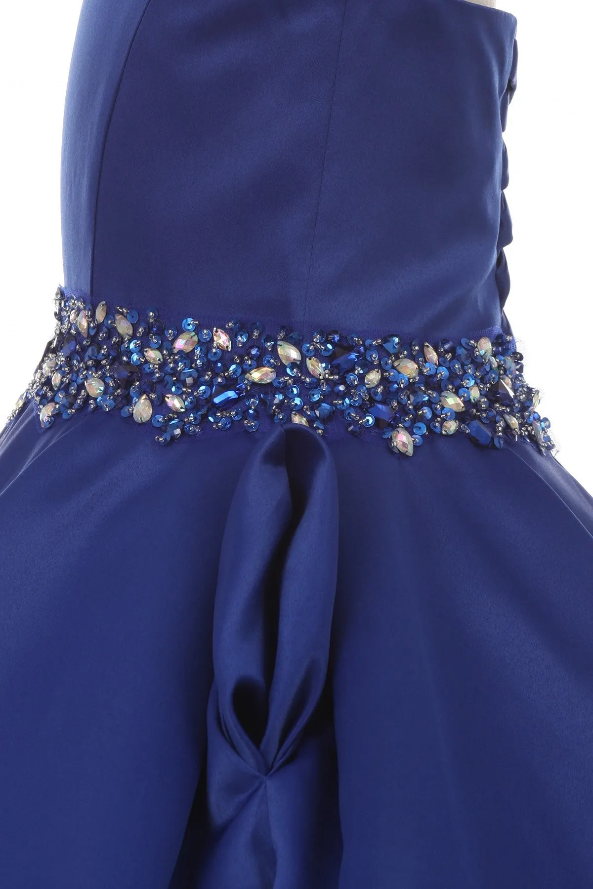 Beaded Bodice and Waist & Pleated Skirt Satin Girl Mini Quince by Cinderella Couture USA AS5047