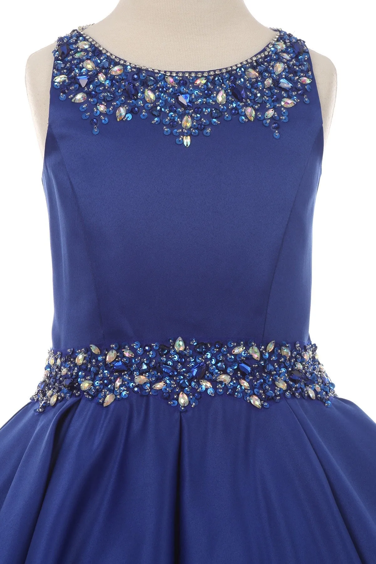 Beaded Bodice and Waist & Pleated Skirt Satin Girl Mini Quince by Cinderella Couture USA AS5047