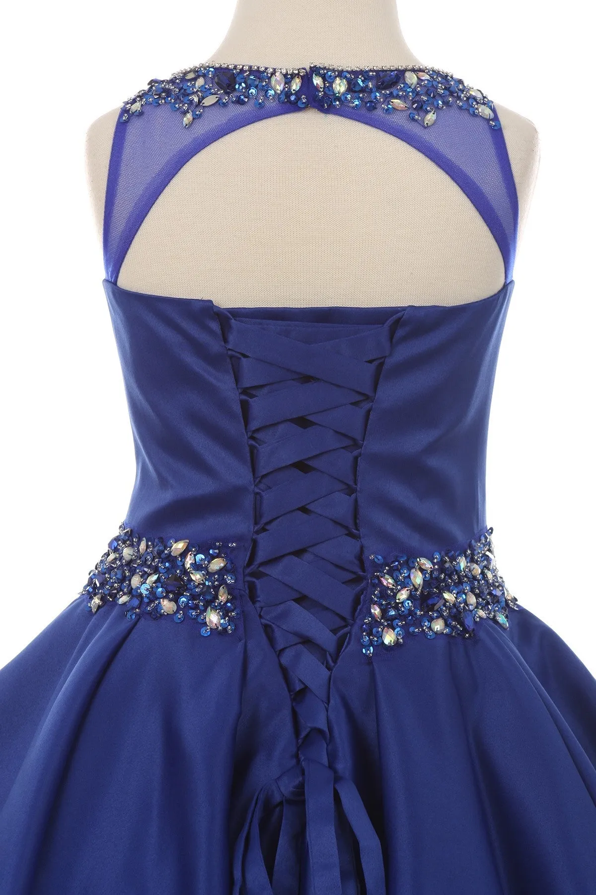 Beaded Bodice and Waist & Pleated Skirt Satin Girl Mini Quince by Cinderella Couture USA AS5047