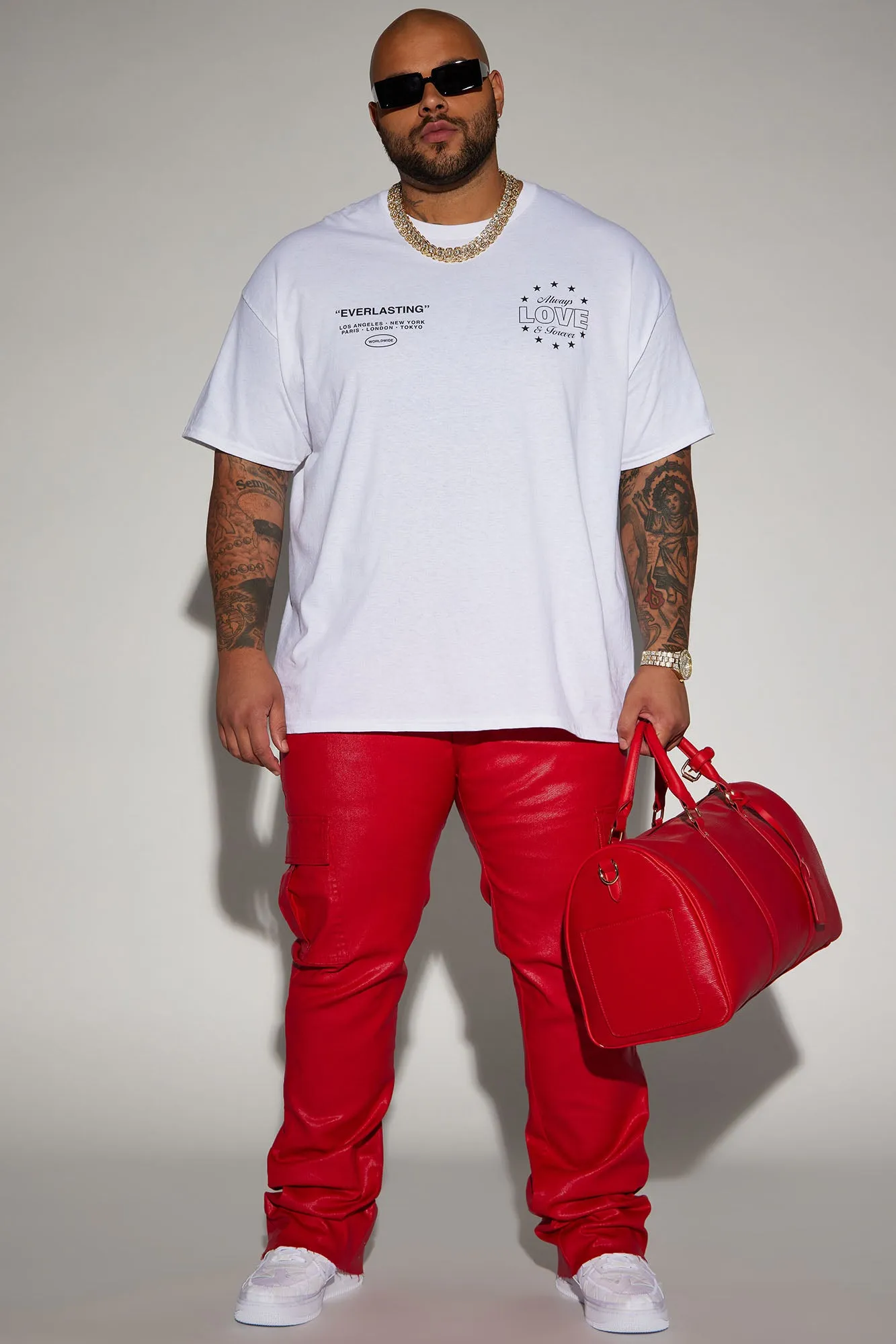 Better Be Cargo Waxed Skinny Flared Pants - Red