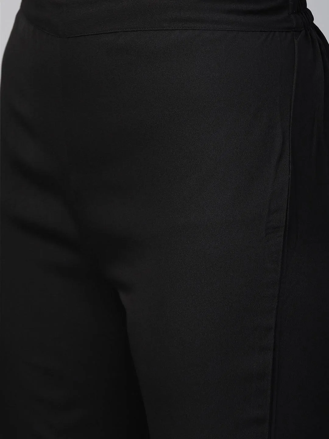 Black Straight Cut Kurta Pant Set in Crepe