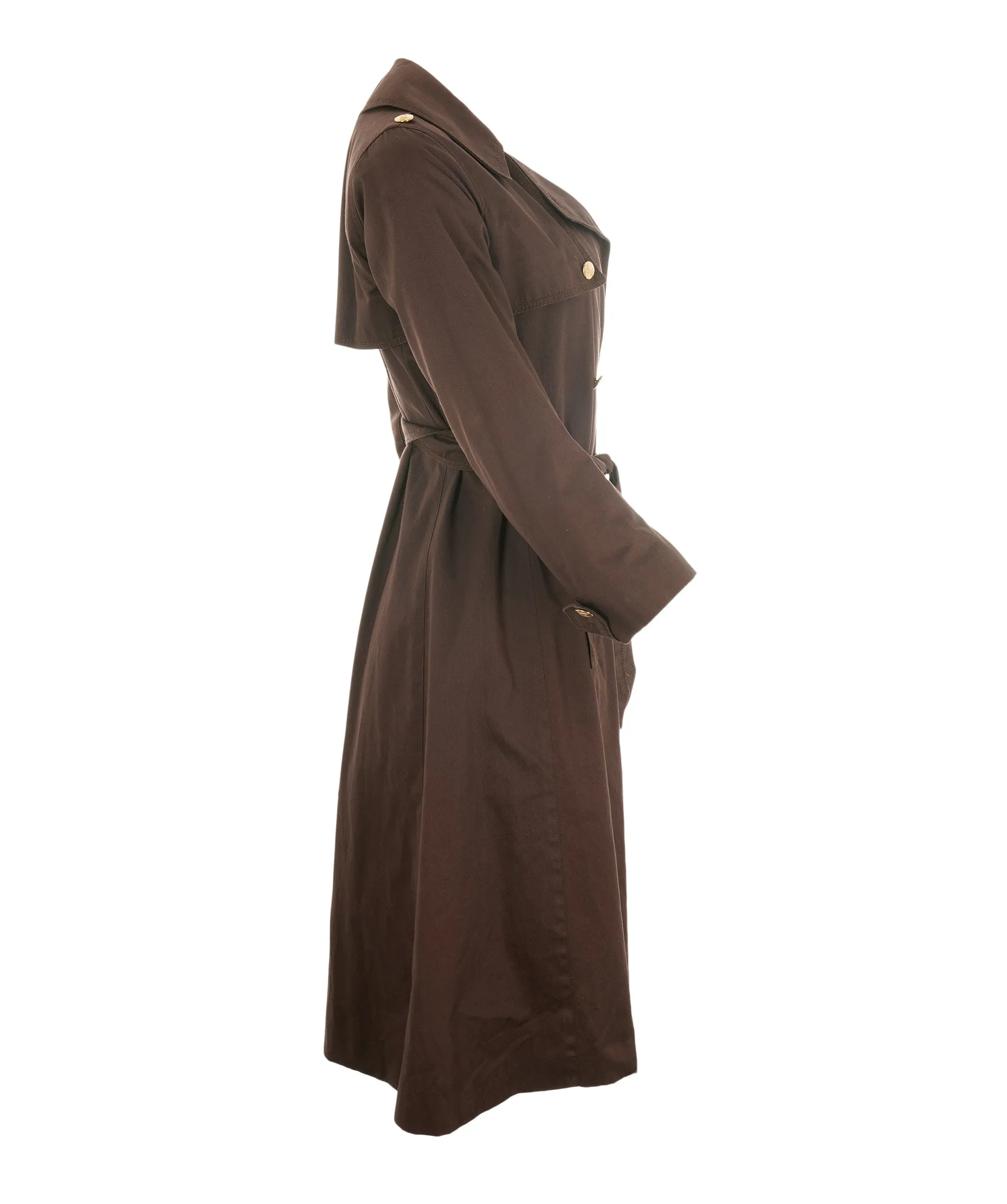 Celine Gold Button Trench Coat Brown ASL6550