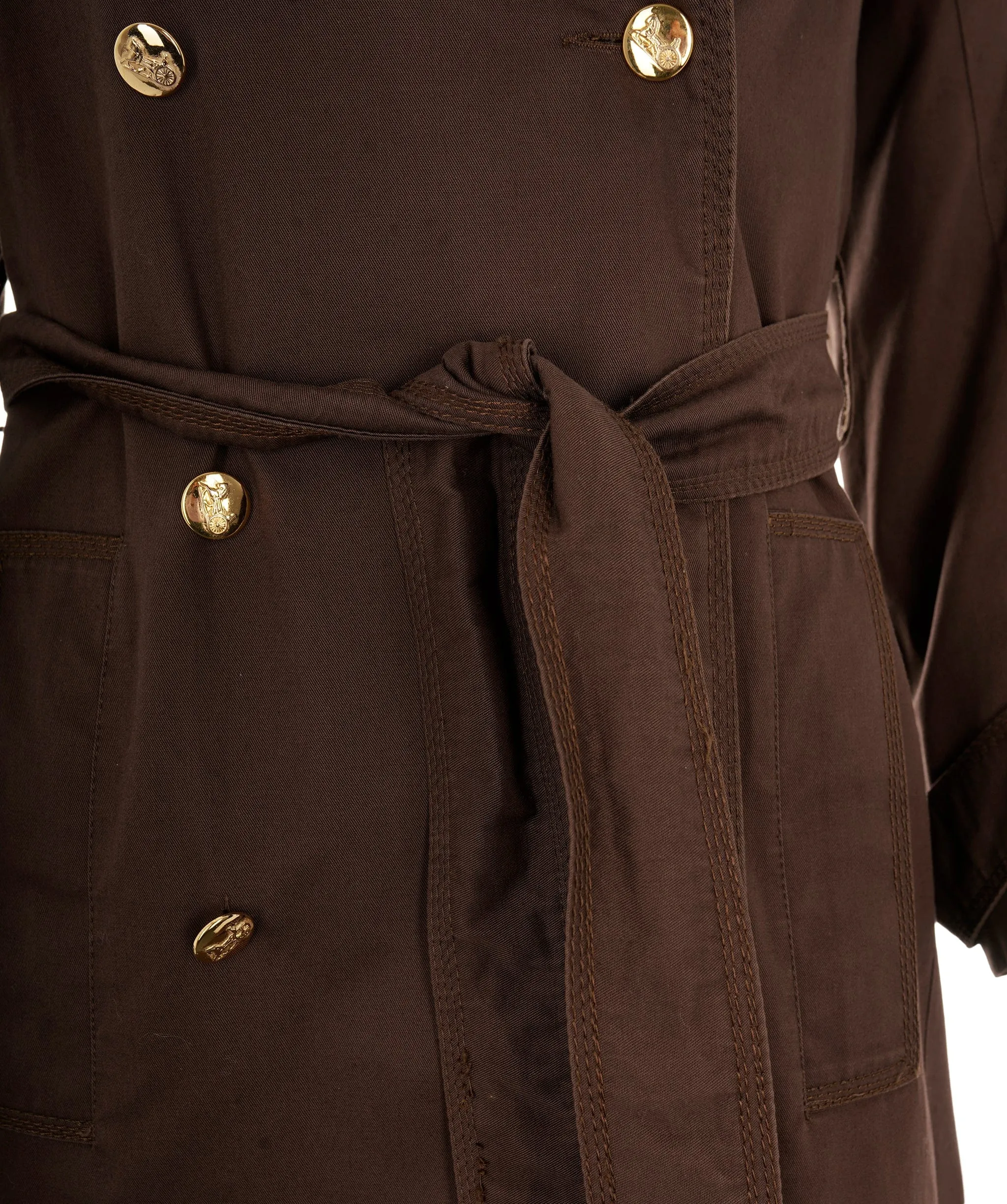 Celine Gold Button Trench Coat Brown ASL6550