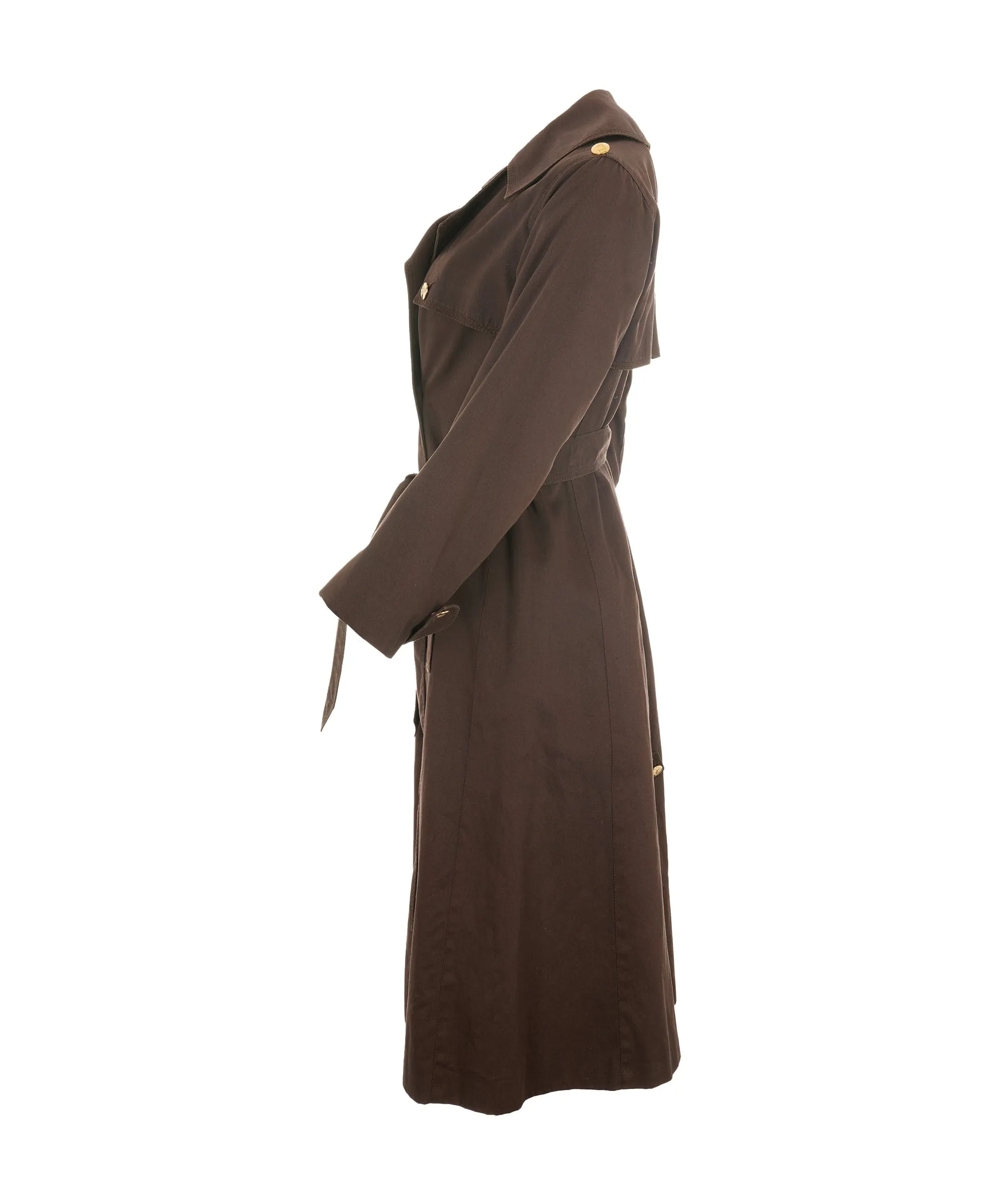 Celine Gold Button Trench Coat Brown ASL6550
