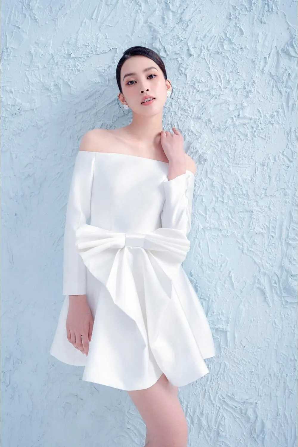 Charles Flared Open Shoulder Taffeta Mini Dress