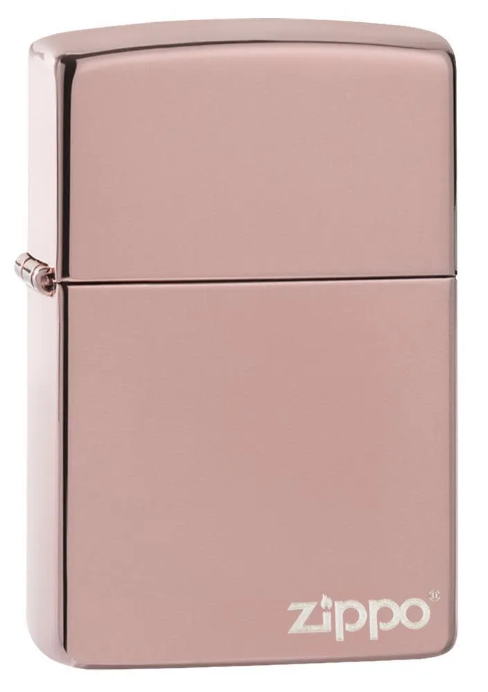 Classic High Polish Rose Gold Zippo Logo
