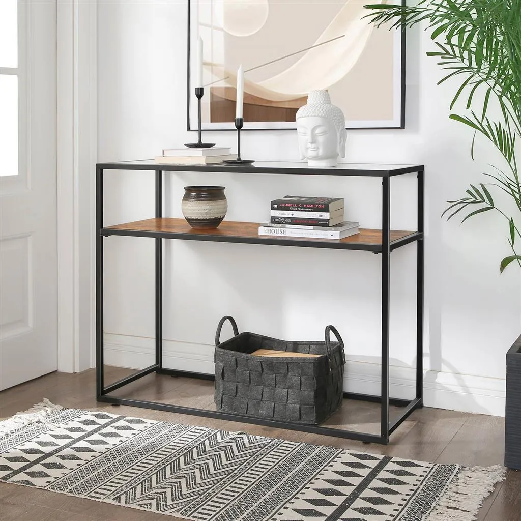 Console Table with Tempered Glass Top