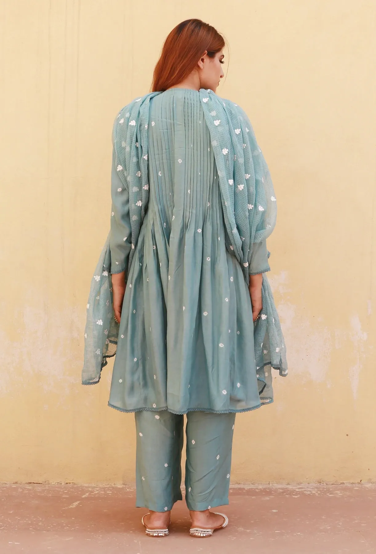 Cotton Sky Blue Printed Suit Set with Doriya Dupatta