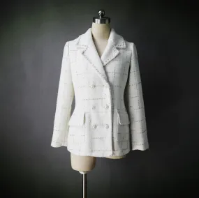 CUSTOM MADE Sequined Check Tweed Jacket Coat Blazer