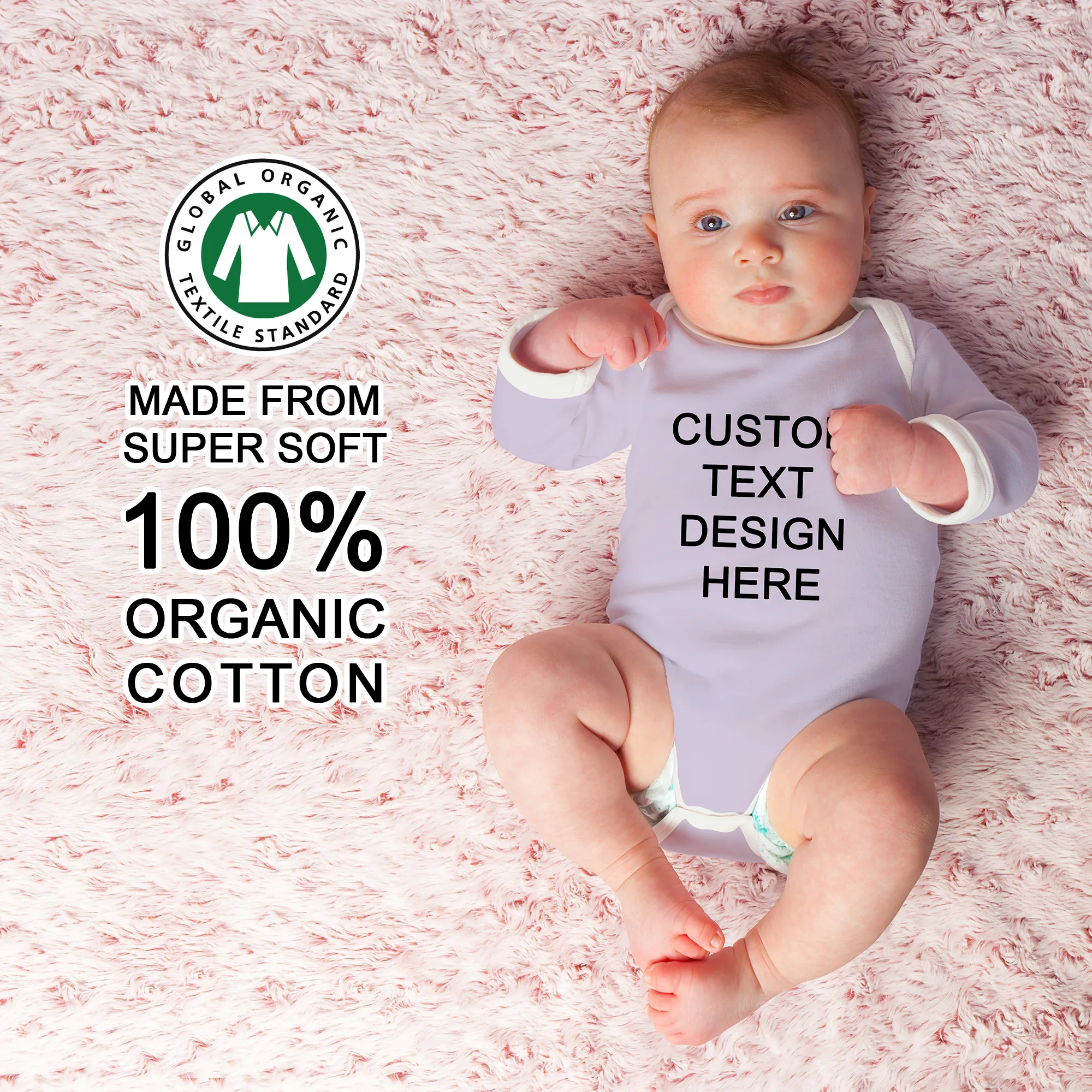[Custom Text] Endanzoo Organic Baby Bodysuit Long Sleeves