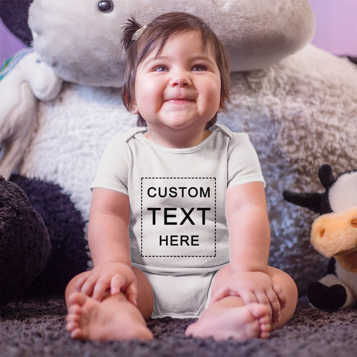 [Custom Text]  Endanzoo Organic Baby Bodysuit Short Sleeves