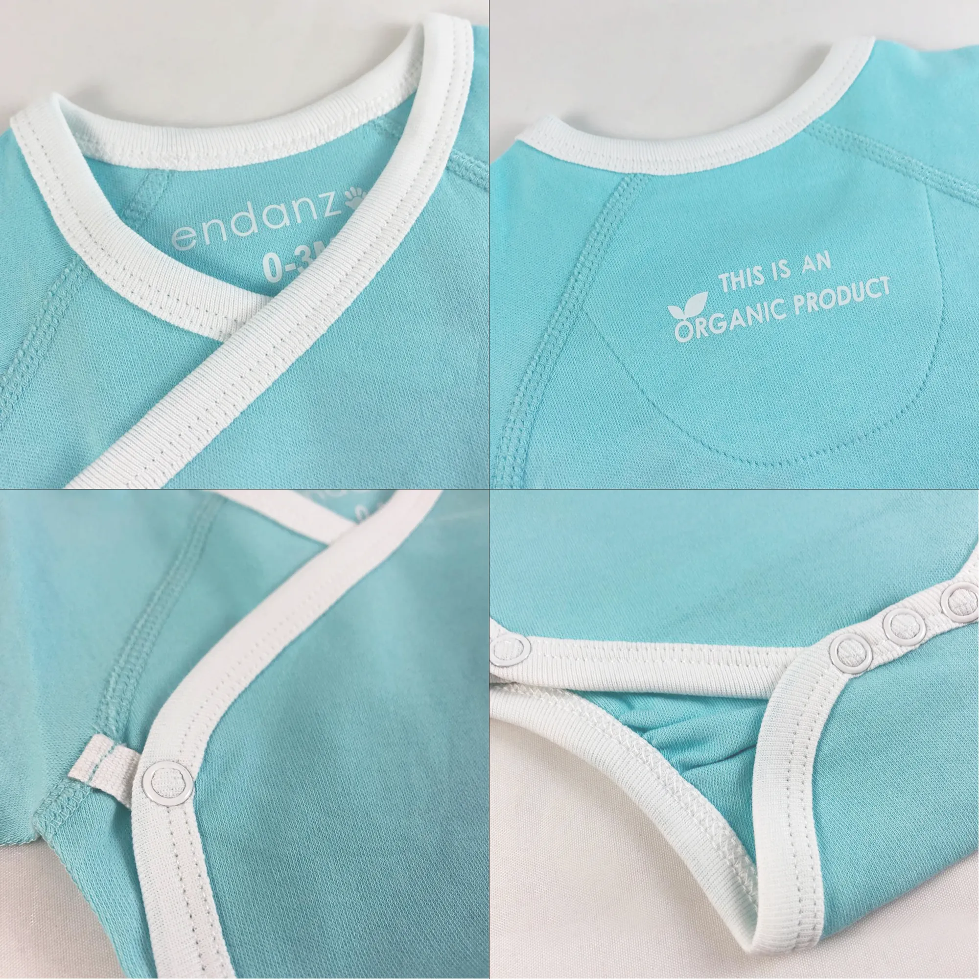 [Custom Text]  Endanzoo Organic Baby Kimono Bodysuit Long Sleeves