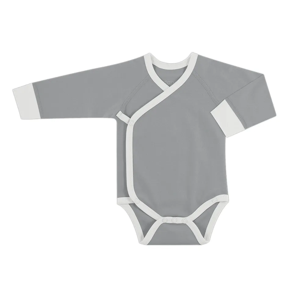 [Custom Text]  Endanzoo Organic Baby Kimono Bodysuit Long Sleeves