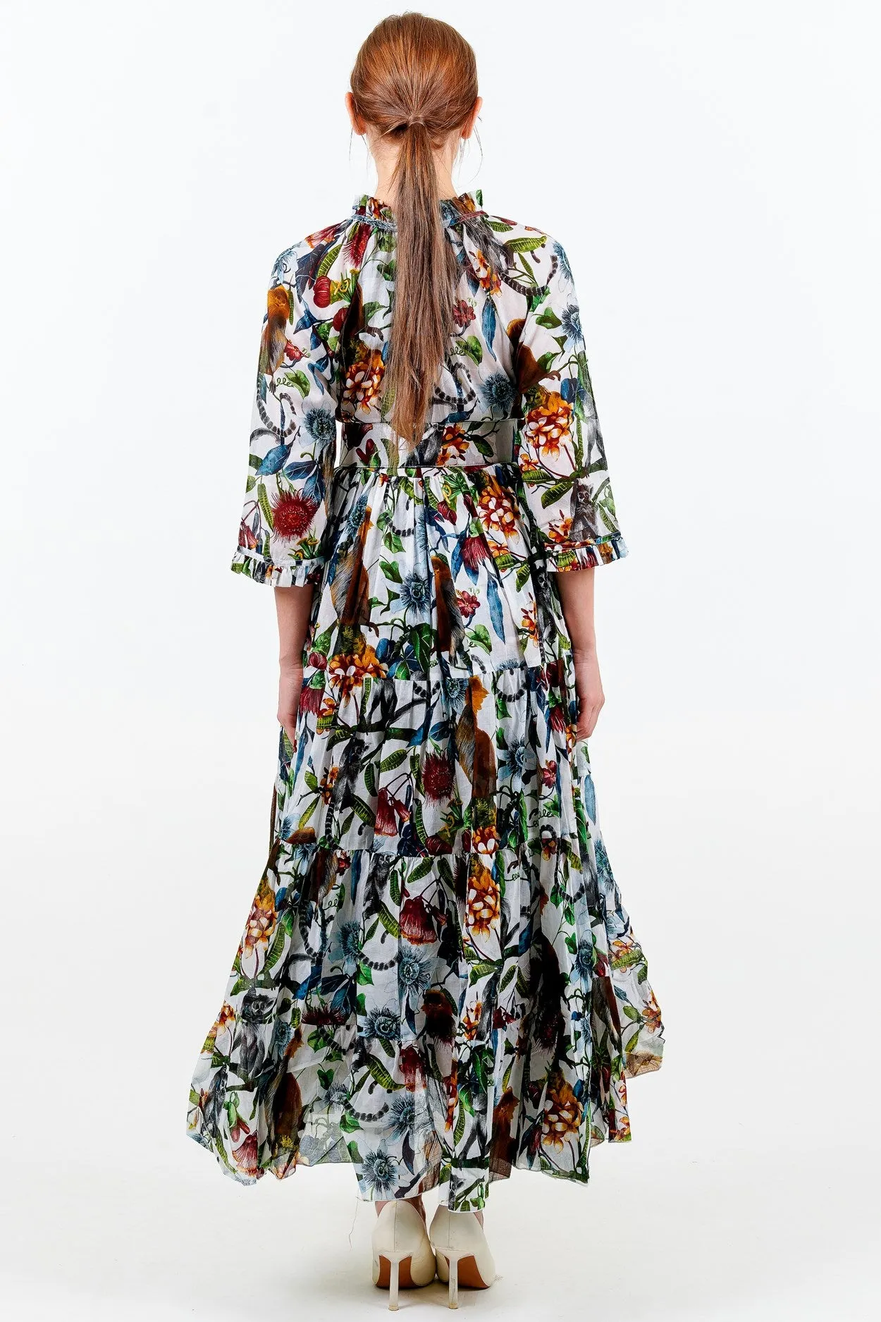 Eden Dress Crew Neck 3/4 Sleeve with Hamilton Belt Maxi Length Linen (Minty Monkey)