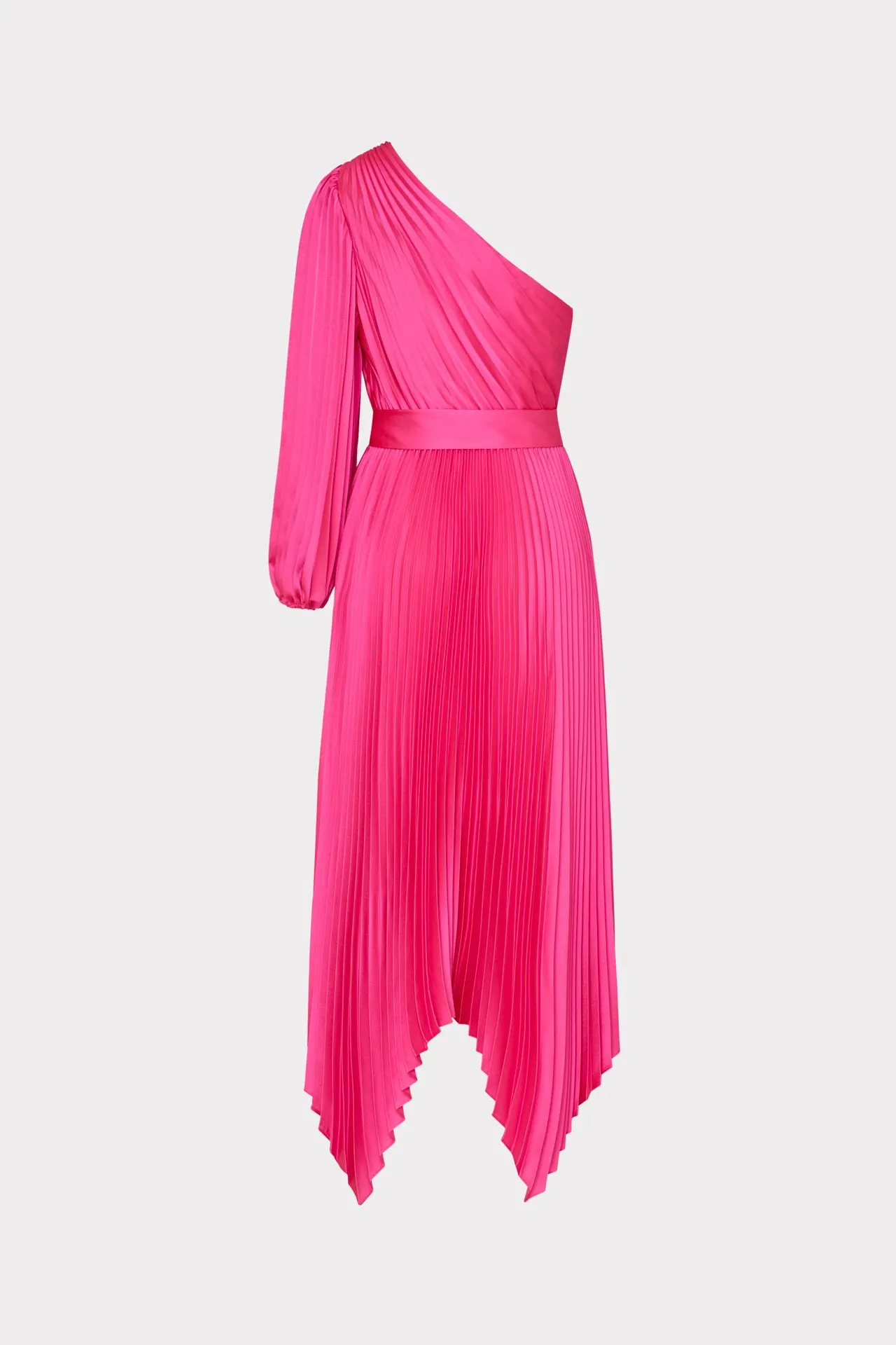Essi Satin Pleated One Shoulder Dress