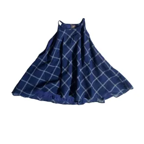 Flared Halter Top - Khadi Indigo Blue and White Check