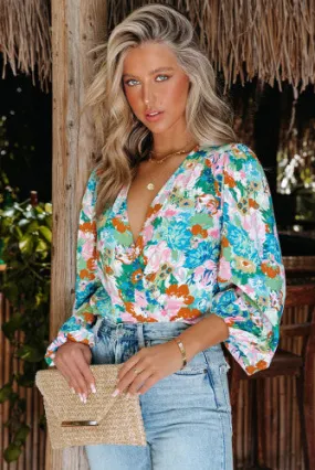 Floral Bodysuit - Aqua