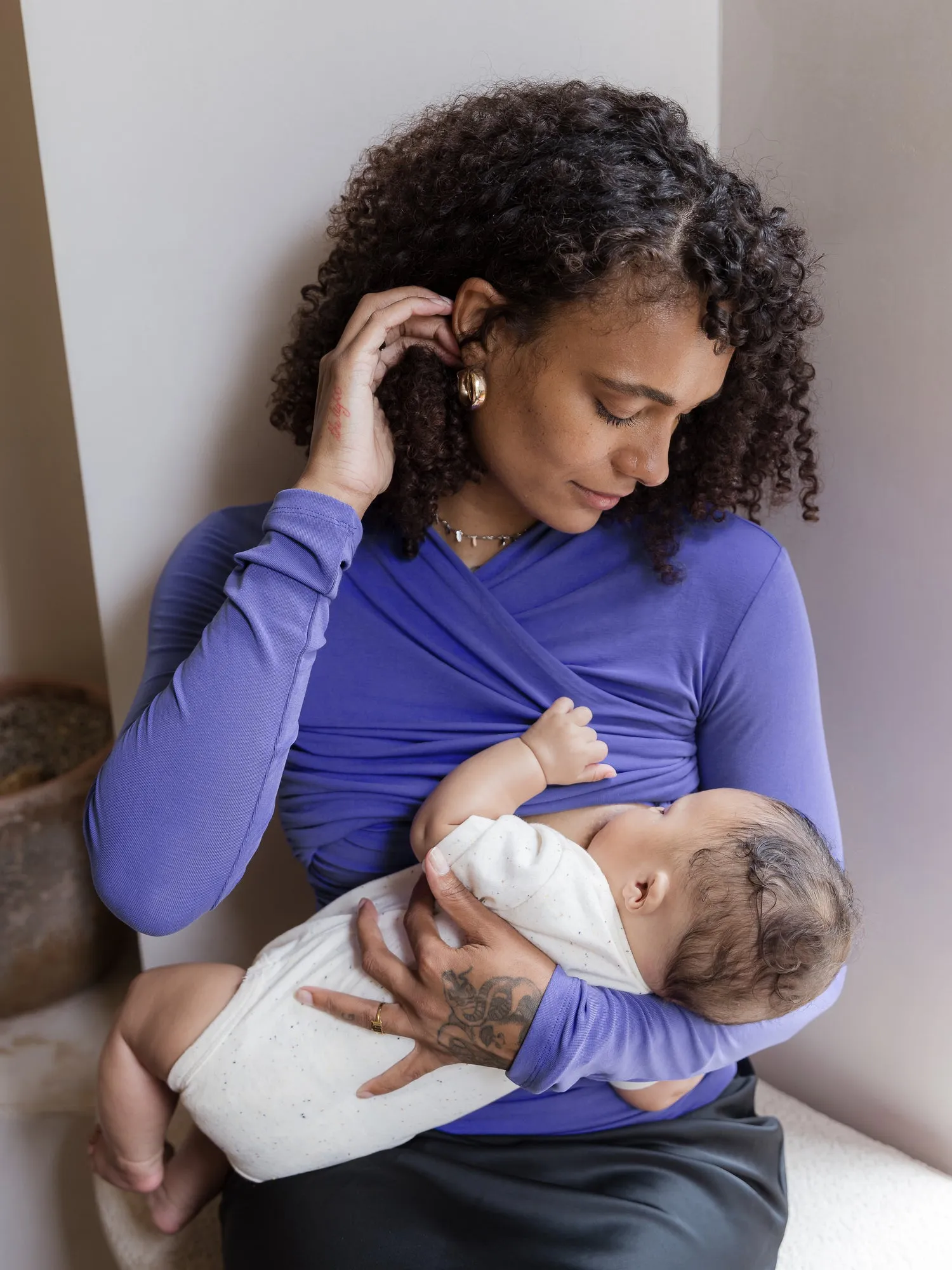 Gianna Shirred Maternity & Nursing Top | Cobalt