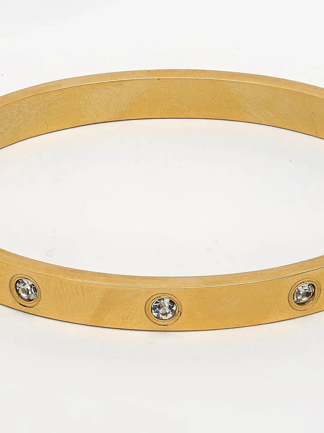 Gold-Plated CZ Stone-Studded Kada Bracelet
