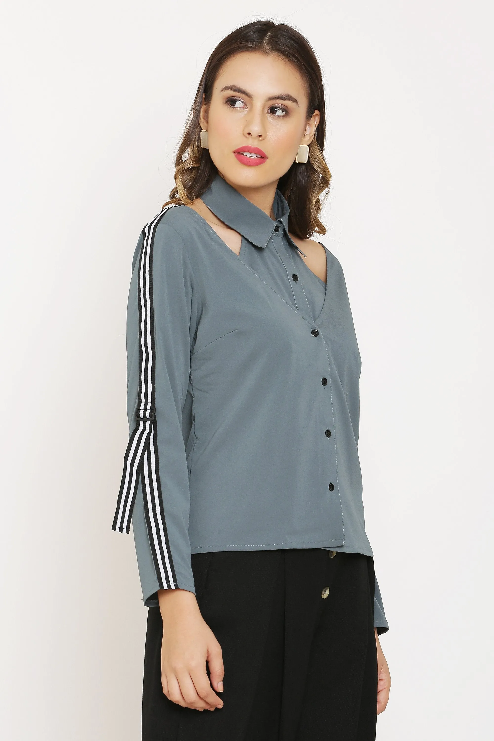 Grey Double Buttoned Shirt