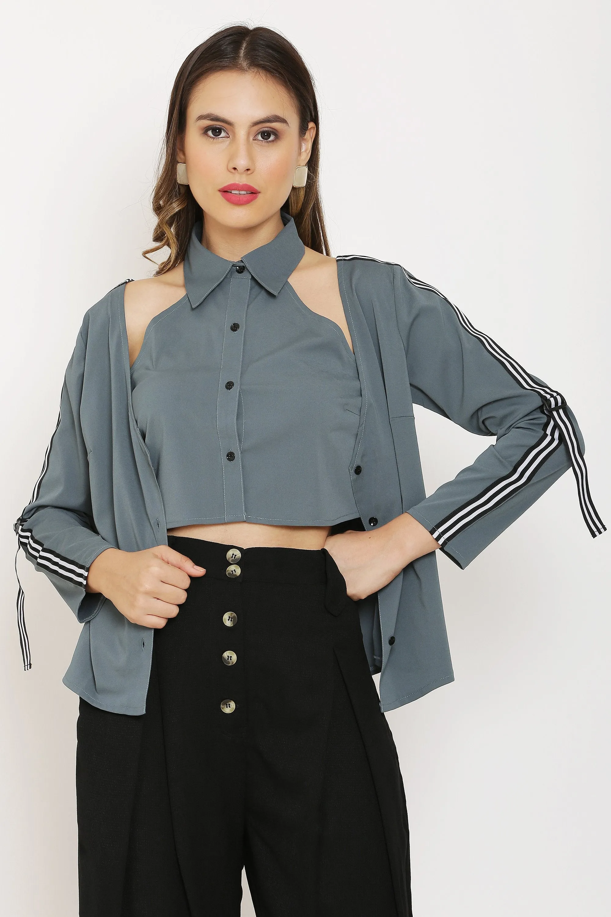 Grey Double Buttoned Shirt
