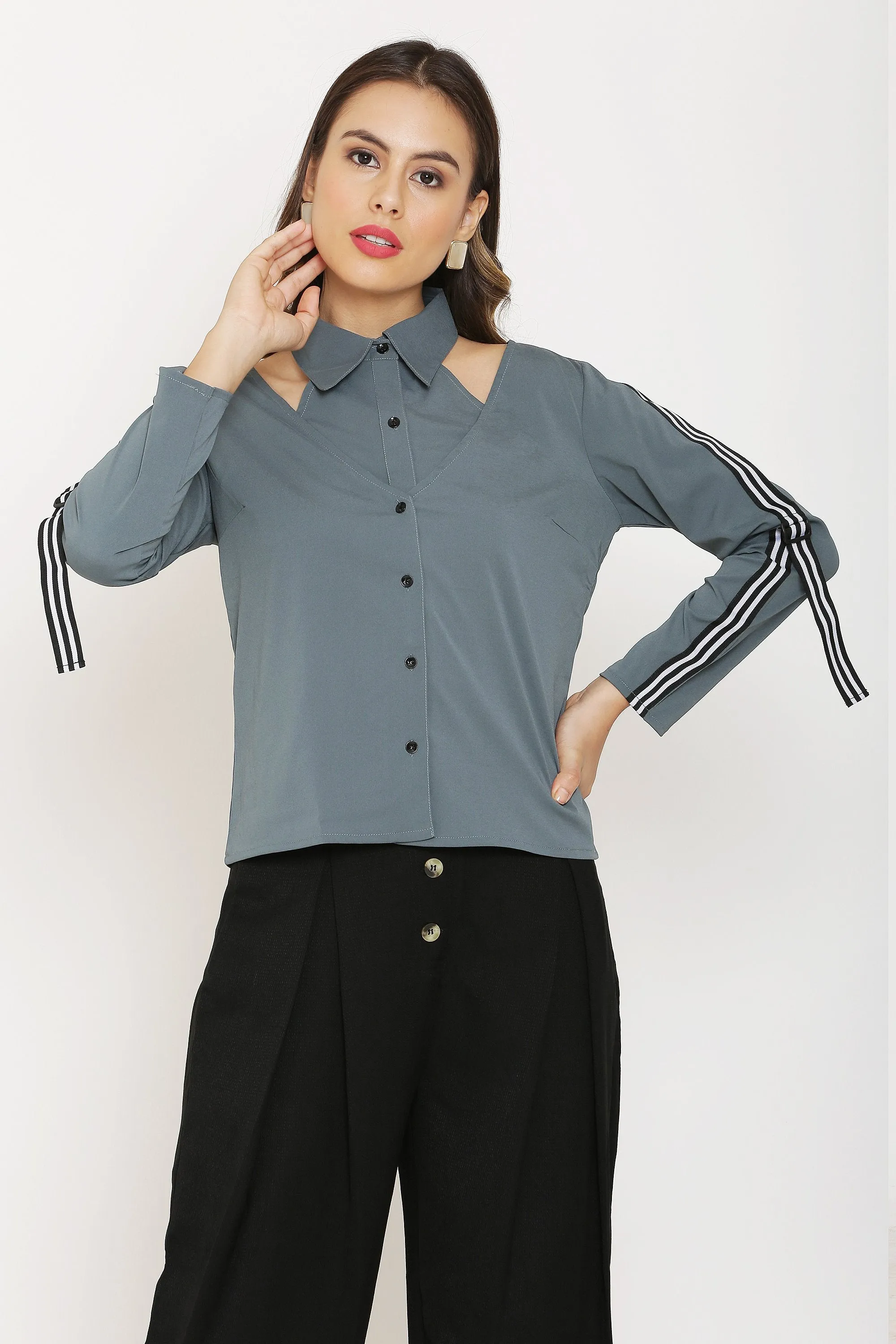 Grey Double Buttoned Shirt