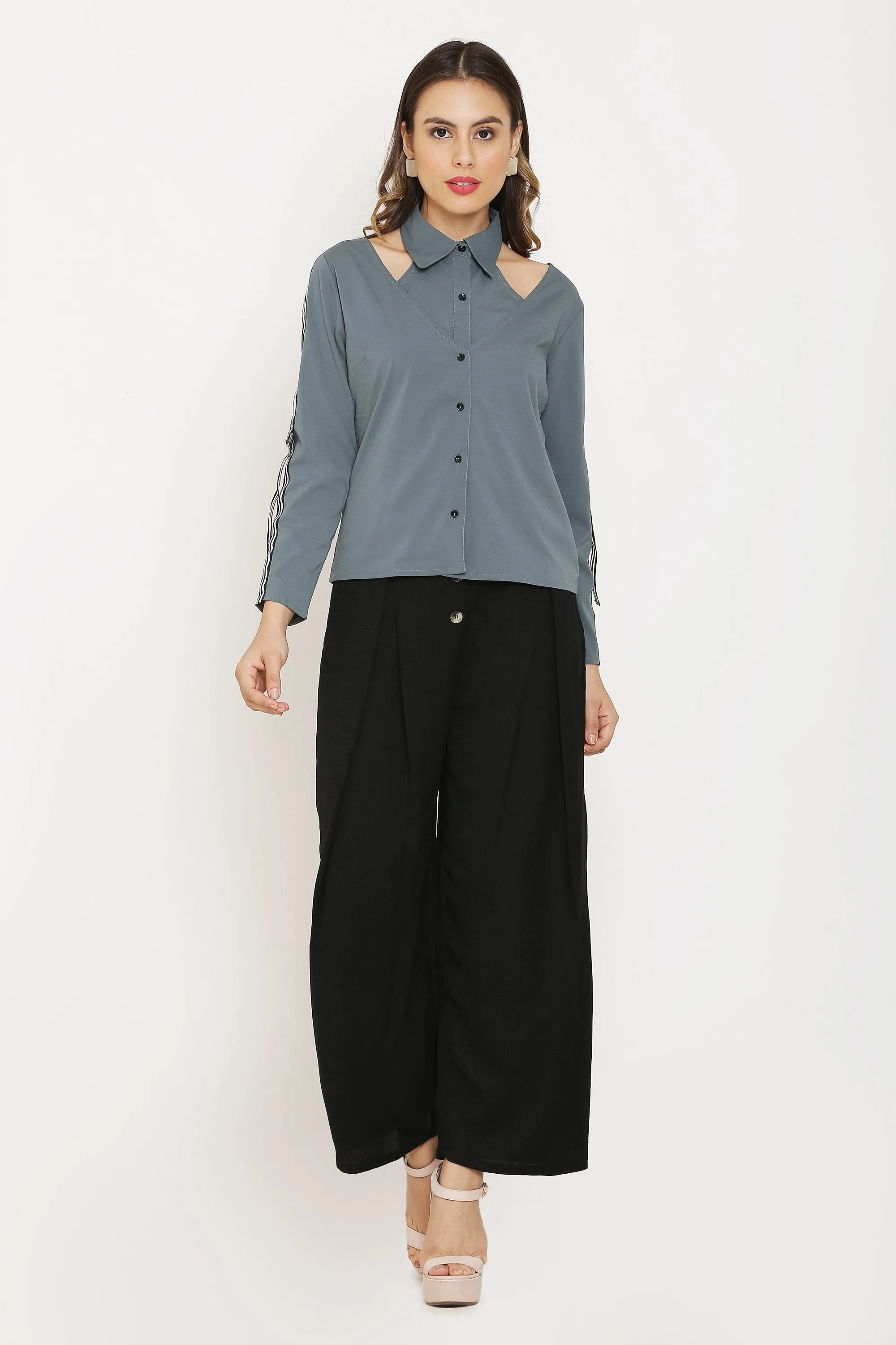 Grey Double Buttoned Shirt