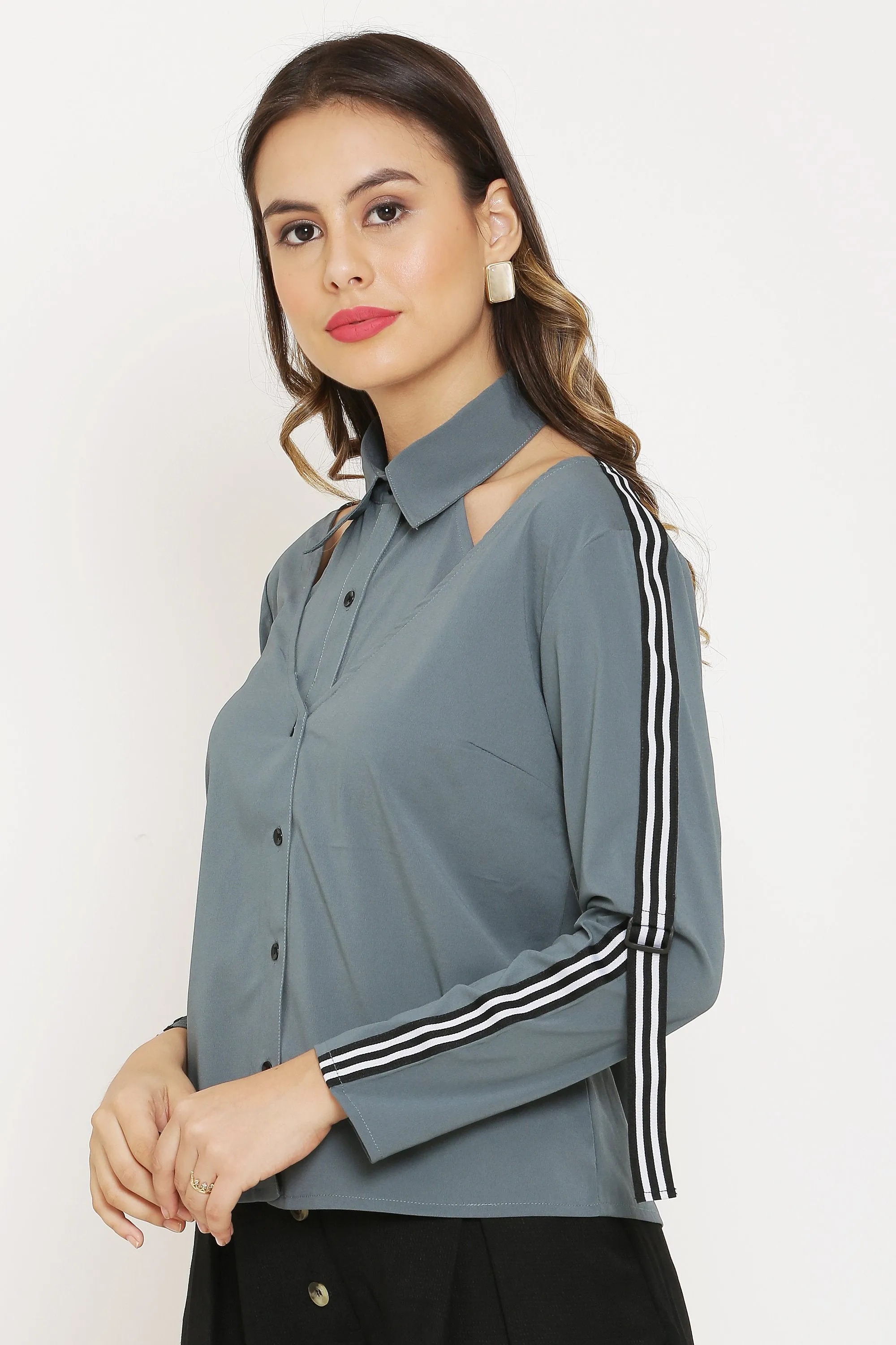 Grey Double Buttoned Shirt