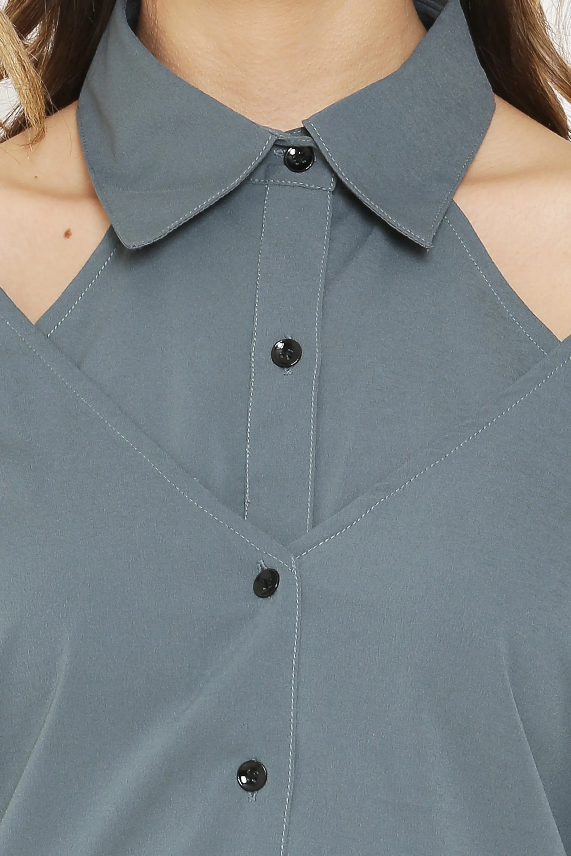 Grey Double Buttoned Shirt