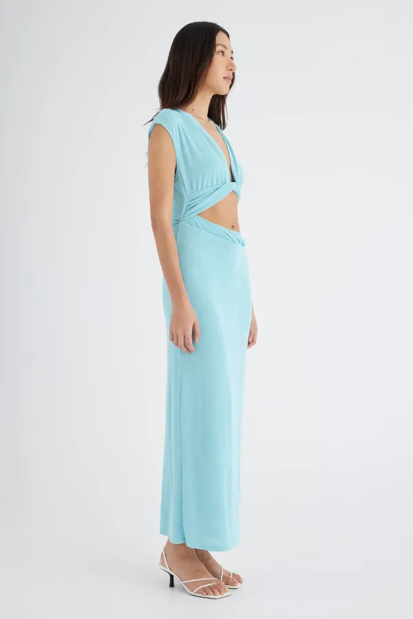 Henri Twist Maxi Dress Aqua